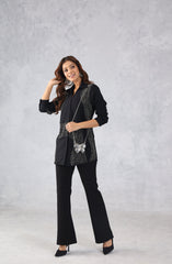 Chic Black Embellished Shirt