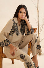 Beige Floral Heritage Co-Ord Set