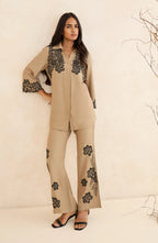 Beige Floral Heritage Co-Ord Set