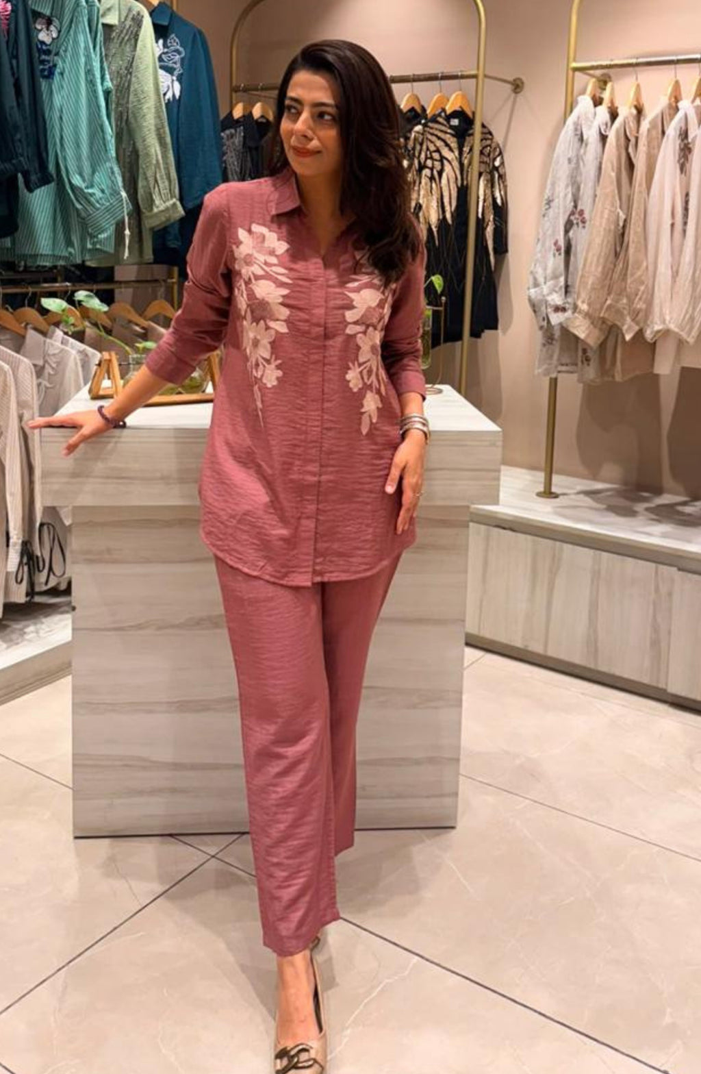 Dusty Pink Embroidered Co-Ord Set