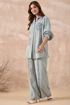 Light Sage Green Embroidered Co-Ord Set
