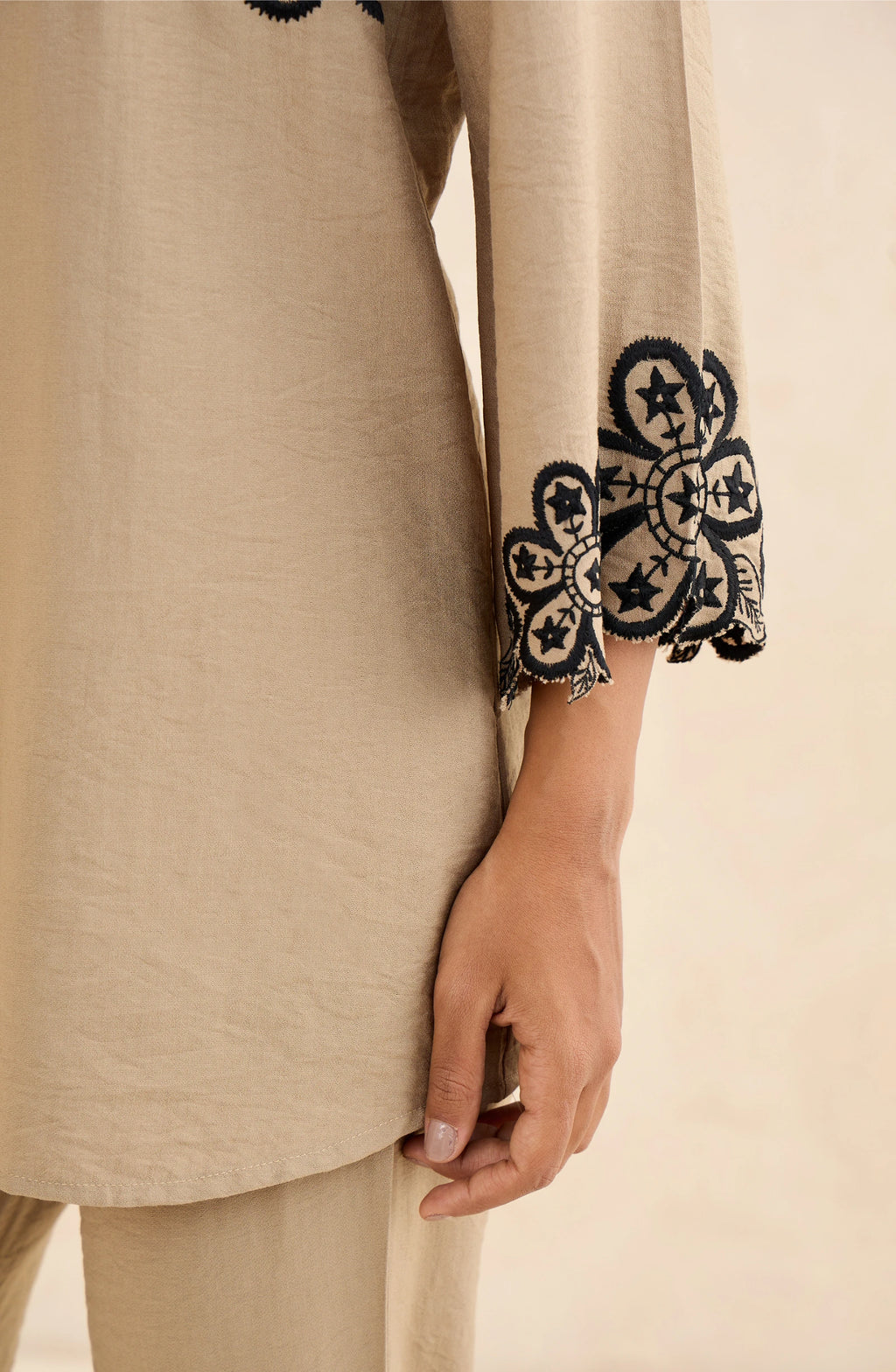 Beige Floral Heritage Co-Ord Set