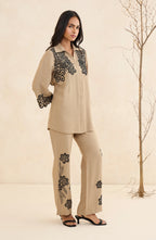 Beige Floral Heritage Co-Ord Set