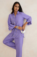 Lavender Abstract Embroidered Co-Ord Set