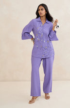 Lavender Abstract Embroidered Co-Ord Set