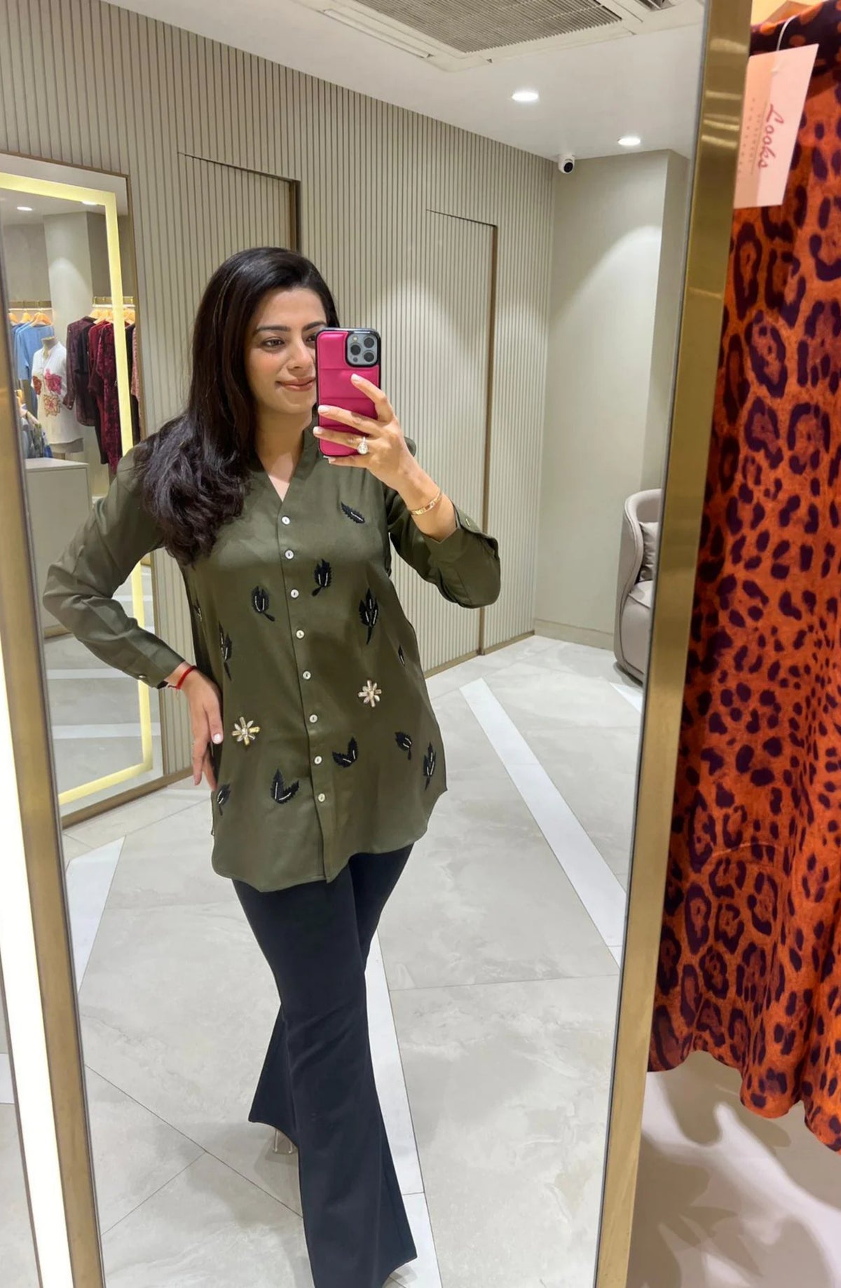 Green Embellished Shirt