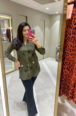 Green Embellished Shirt