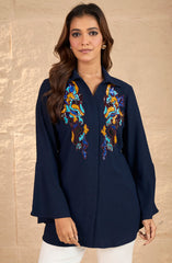 Blue Colorful Embellished Shirt