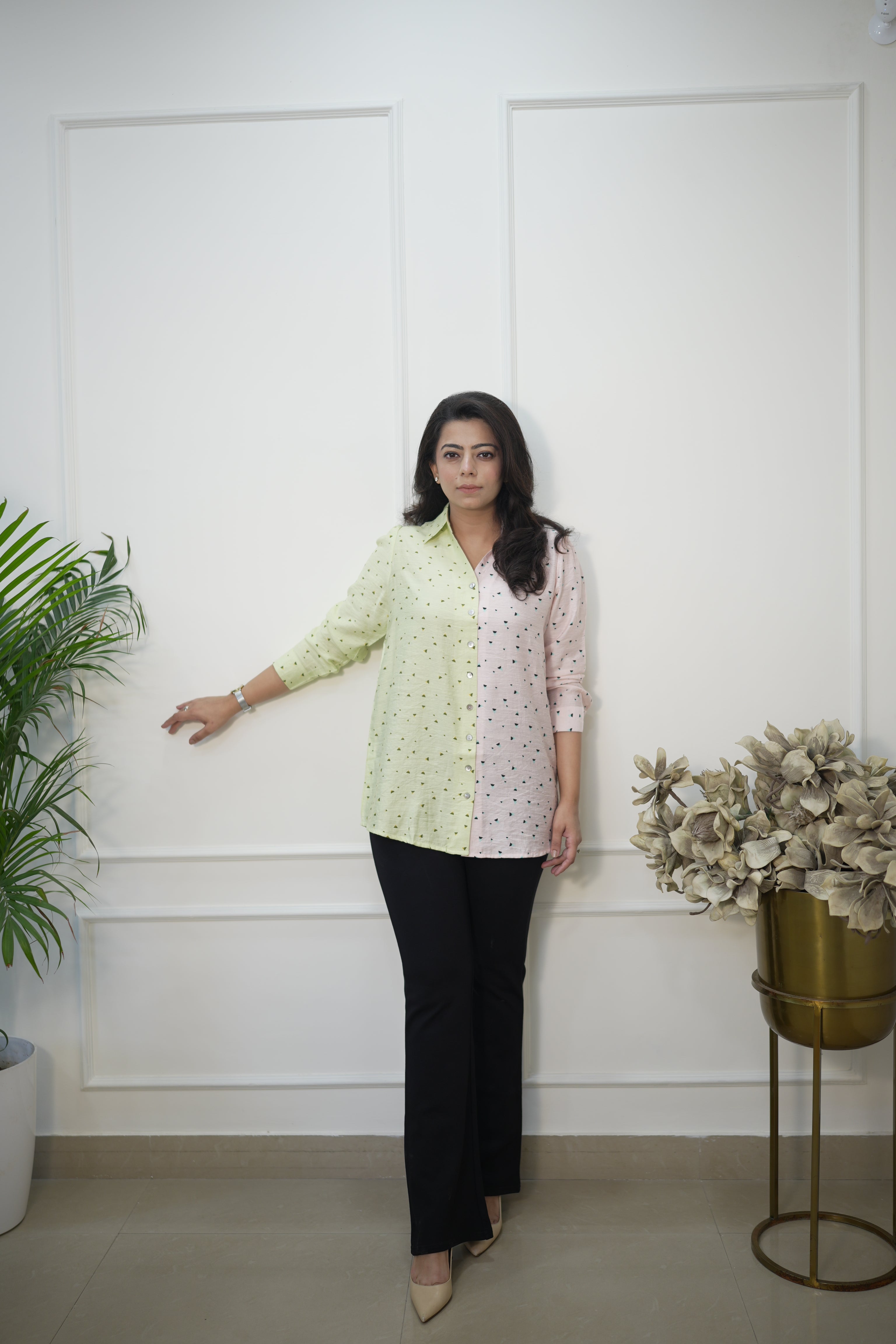 Yellow Pink Printed Shirt