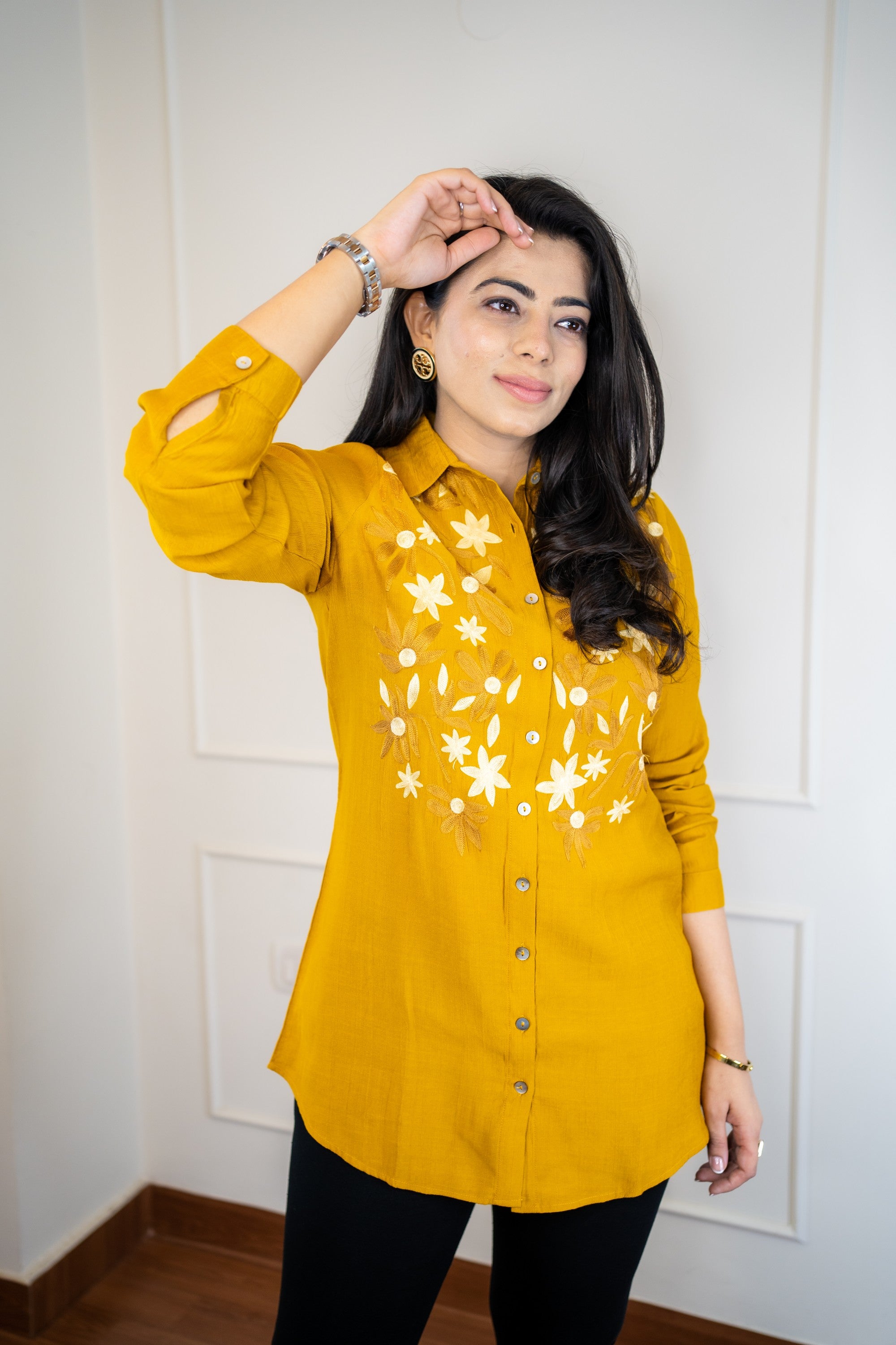 Mustard Embroidered Shirt