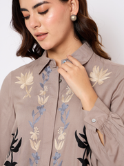 Brown Embroidered shirt