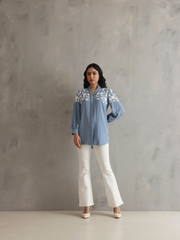 Embroidered Ice Blue Shirt