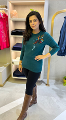 Bottle Green Sweater with Contrast Sequin