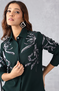 Dark Green Sequin Shirt