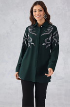 Dark Green Sequin Shirt