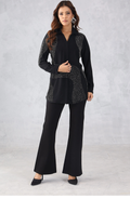 Chic Black Embellished Shirt