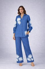 Cotton Denim Floral Co-Ord Set