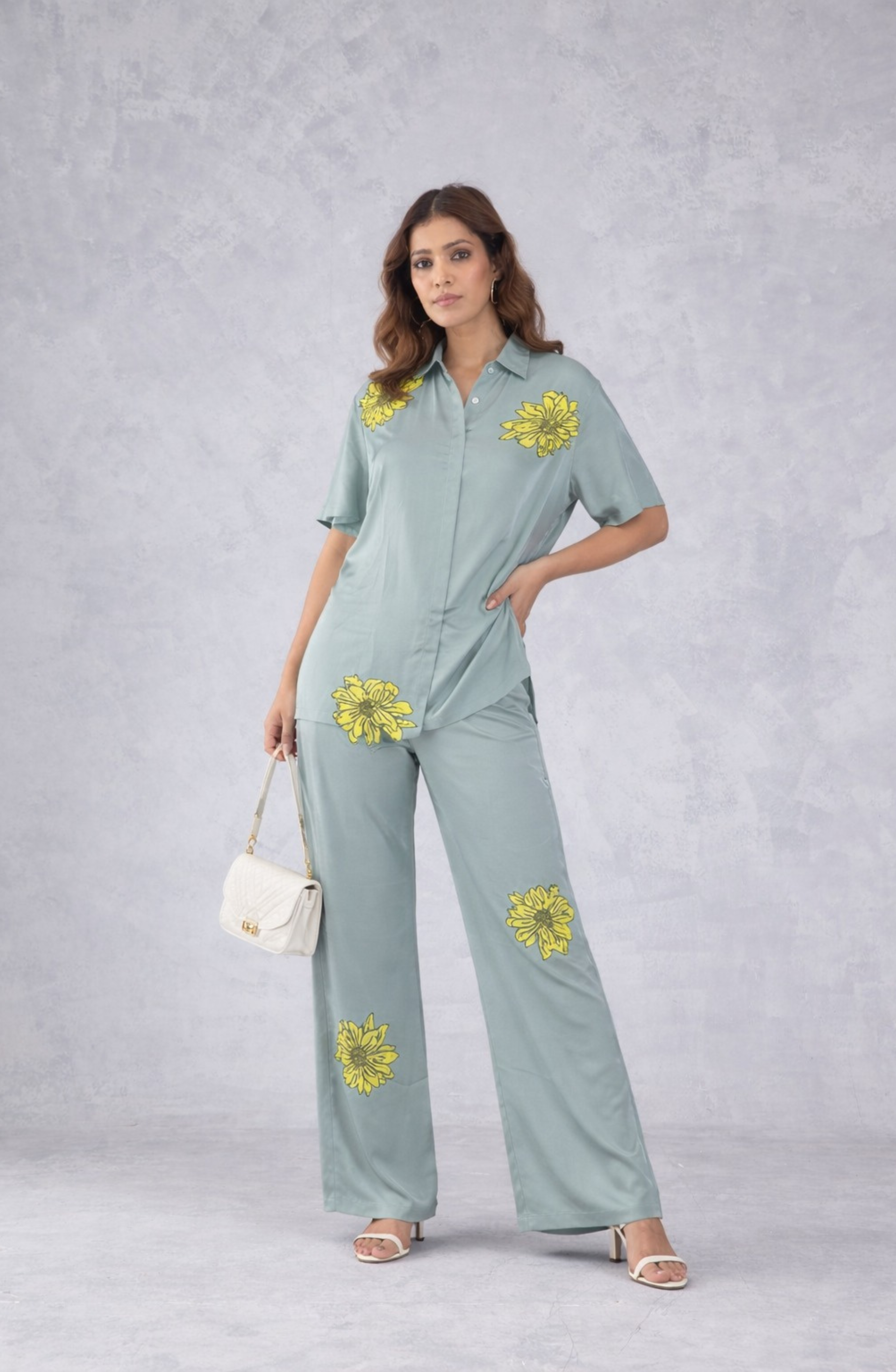 Dusty Grey Floral Co-ord Set