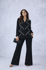 Black Leaf Embellished Shirt