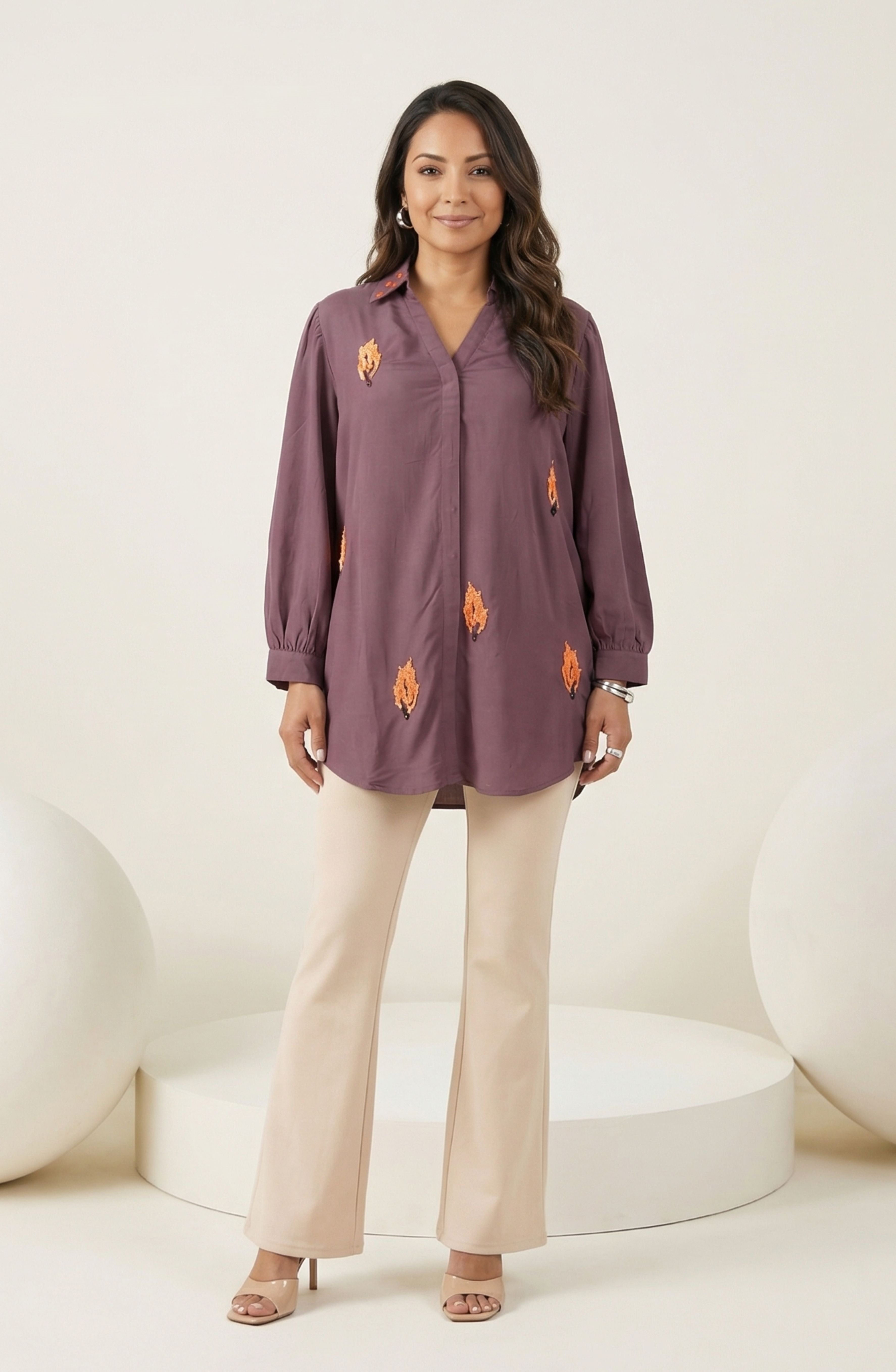 Mauve Embellished Shirt