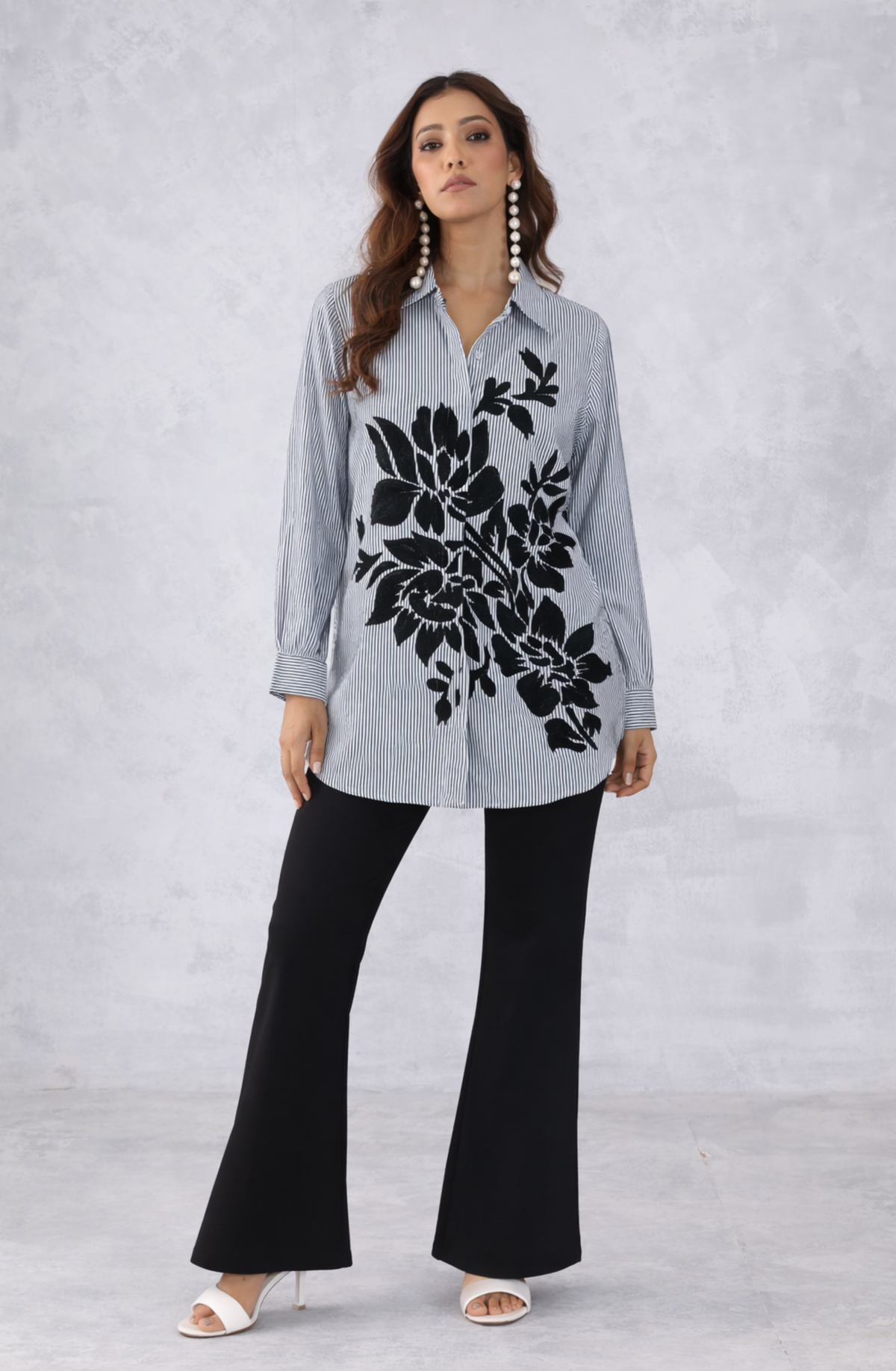 Semi-Formal Black Striped Shirt