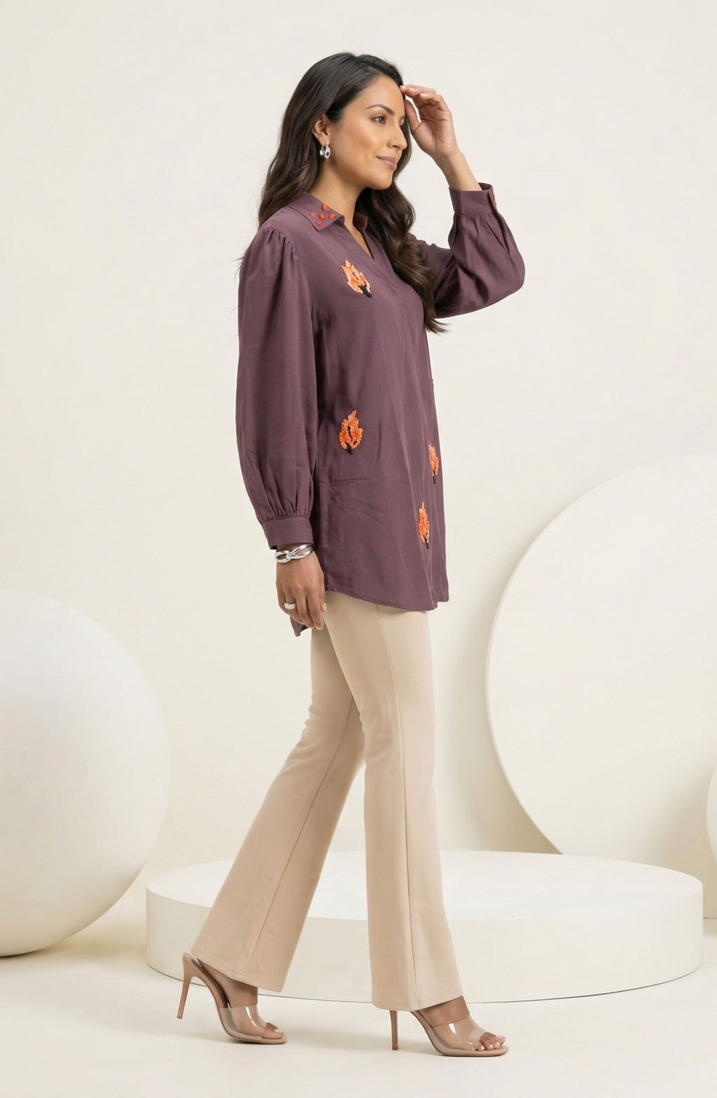 Mauve Embellished Shirt
