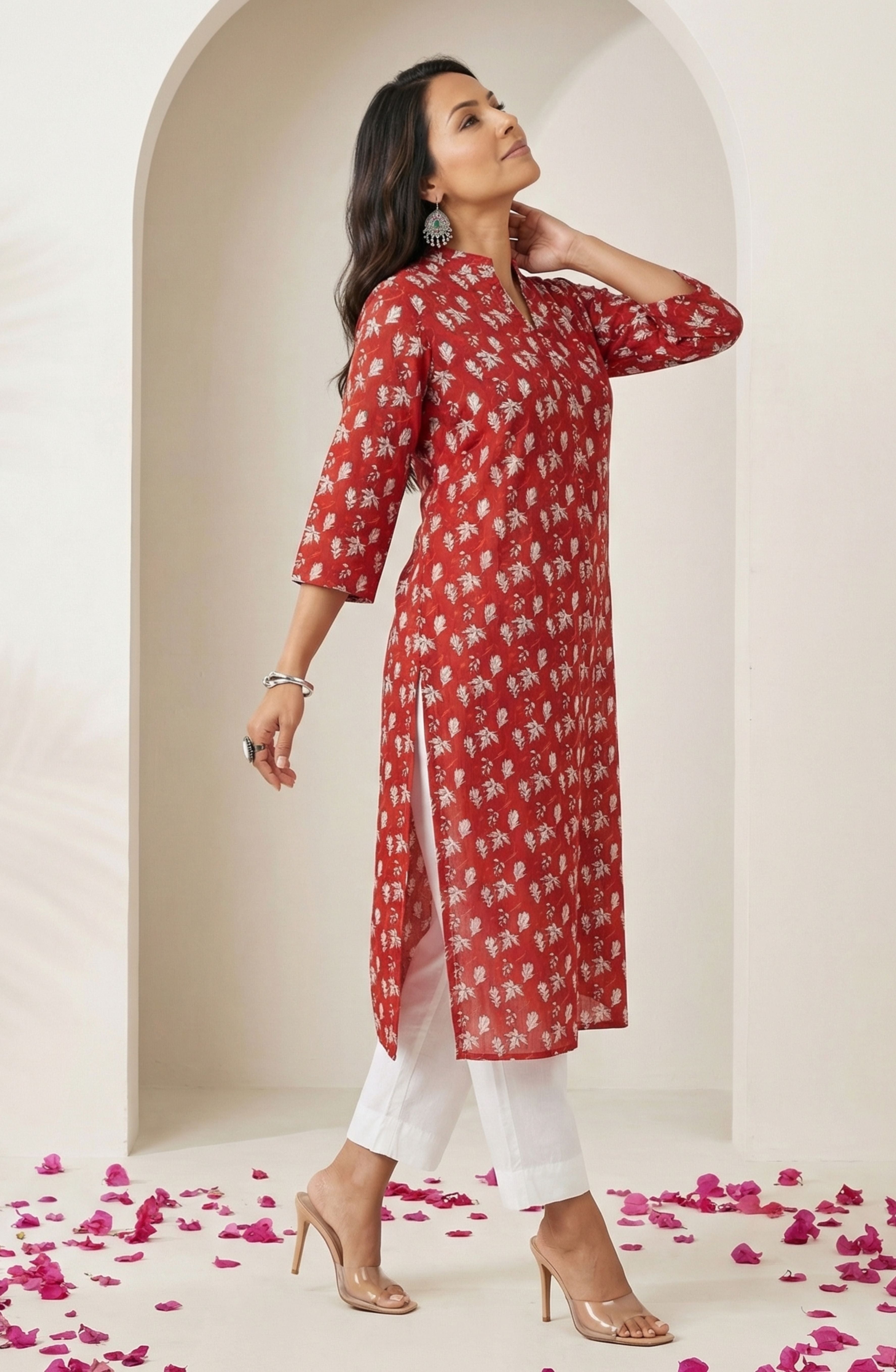 Red Floral Printed Kurti