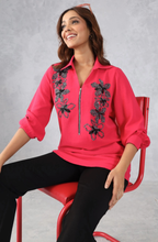 Hot Pink Floral Embellished Shirt