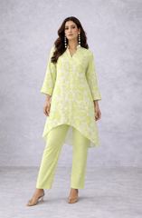 Lime Green Printed A-Line Co-Ord Set