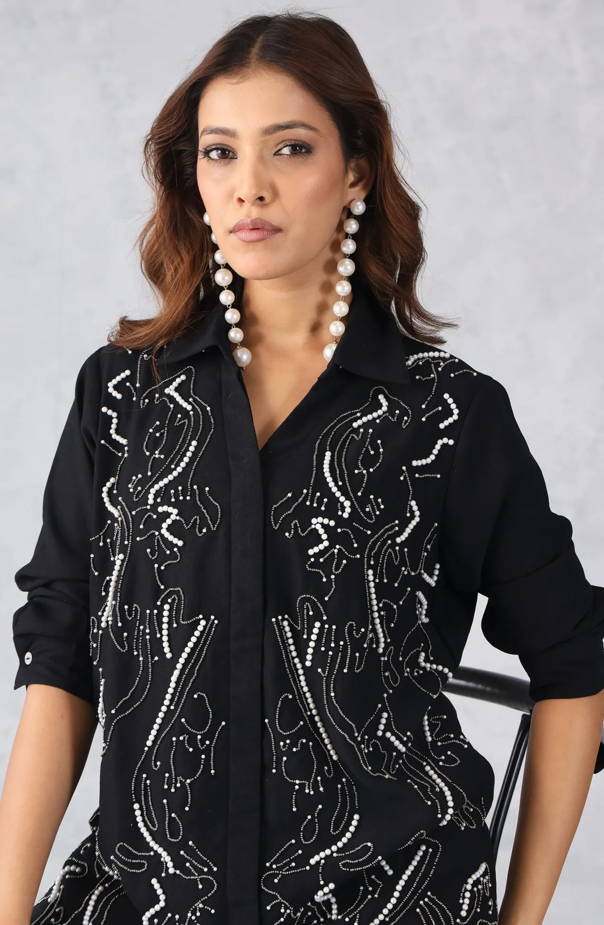 Black & Pearl Embellished Shirt