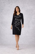 Black Embellished V-Neck Dress