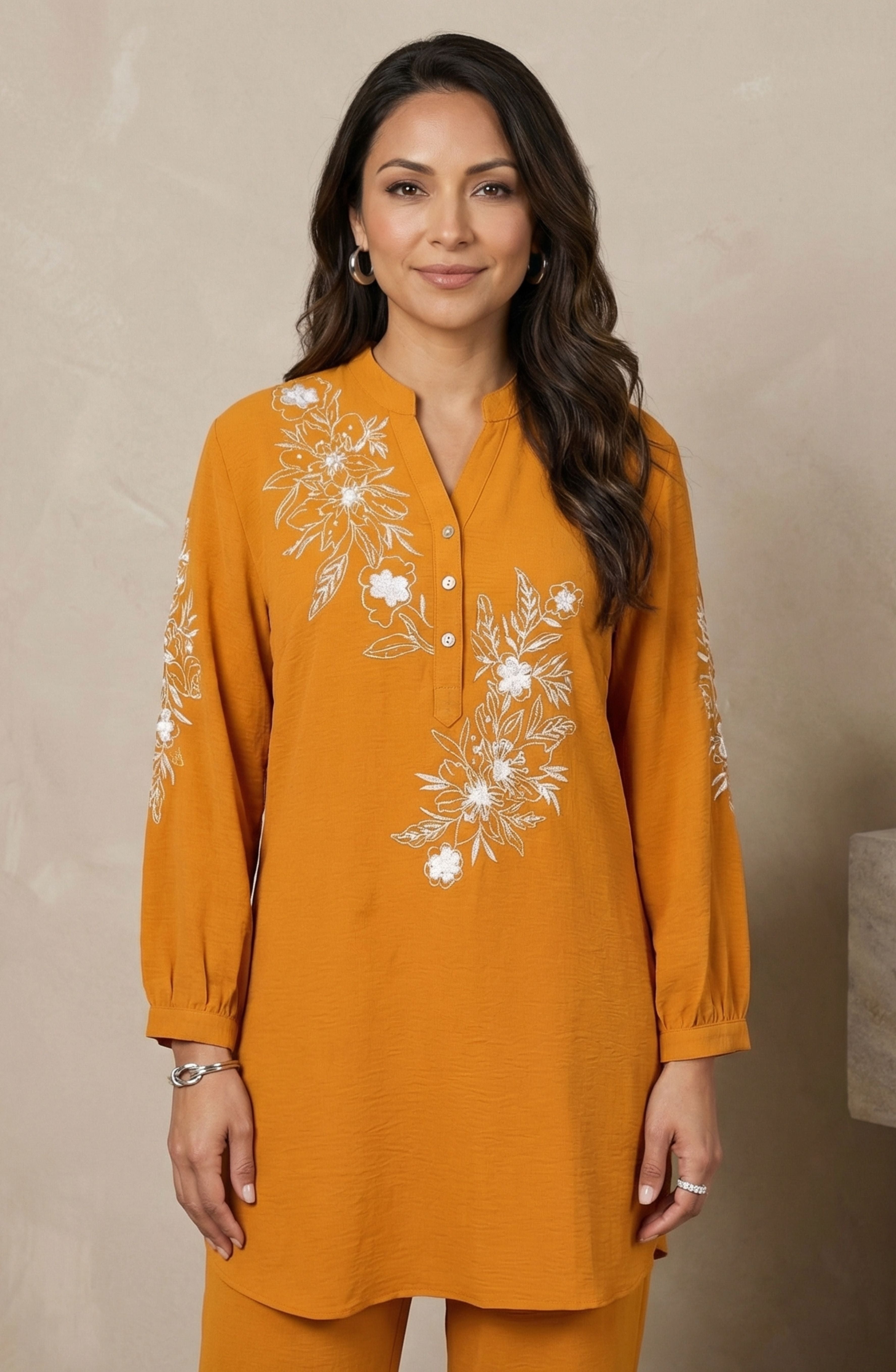 Mustard Yellow Embroidered Co-Ord Set