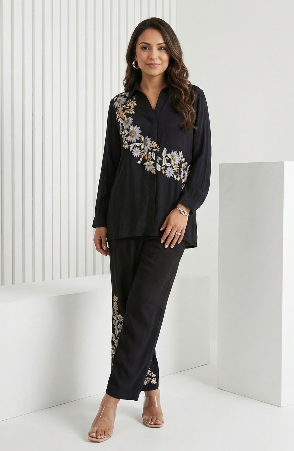 Midnight Black Embroidered Co-Ord Set