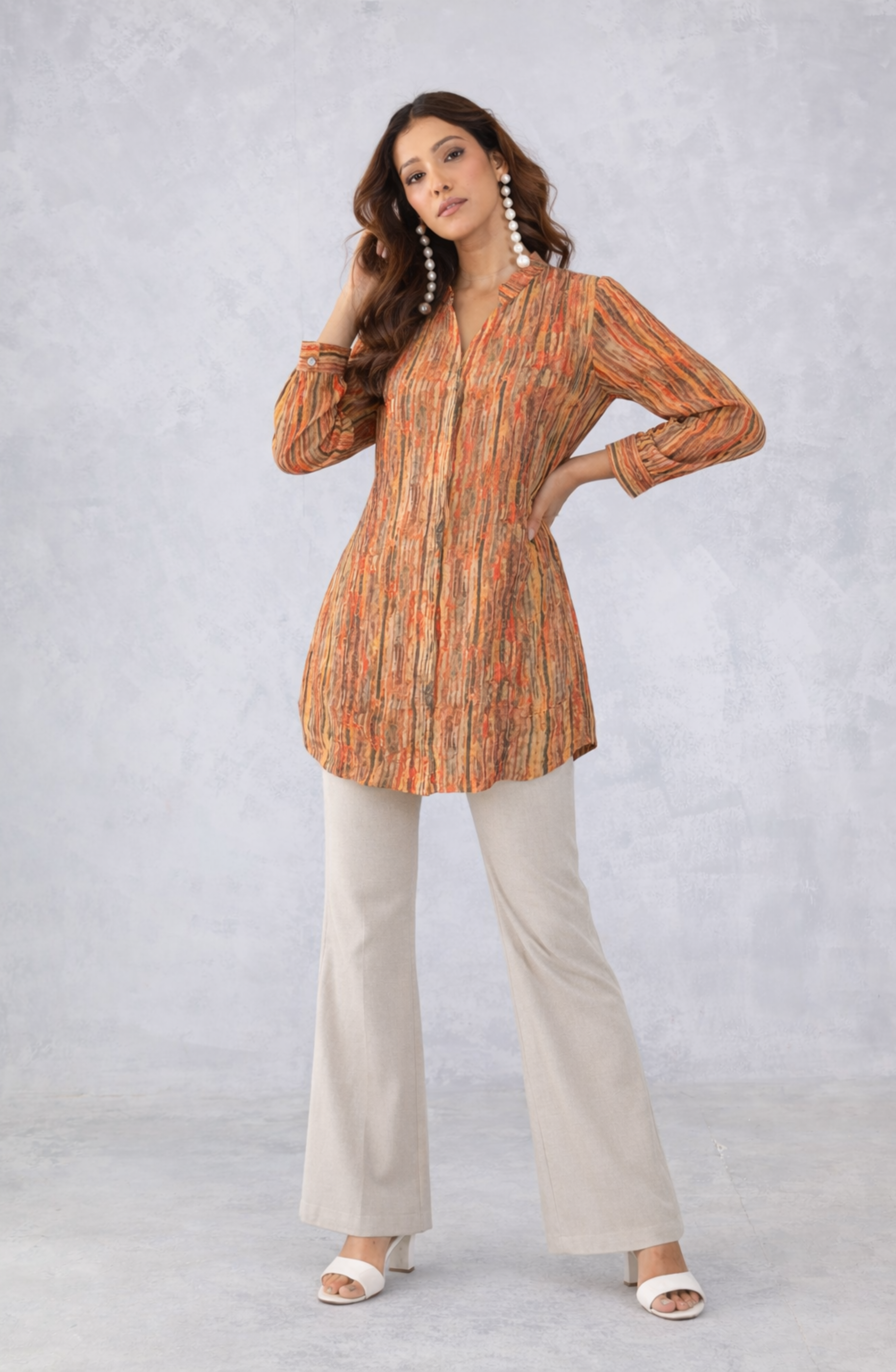 Rust Orange Printed Shirt