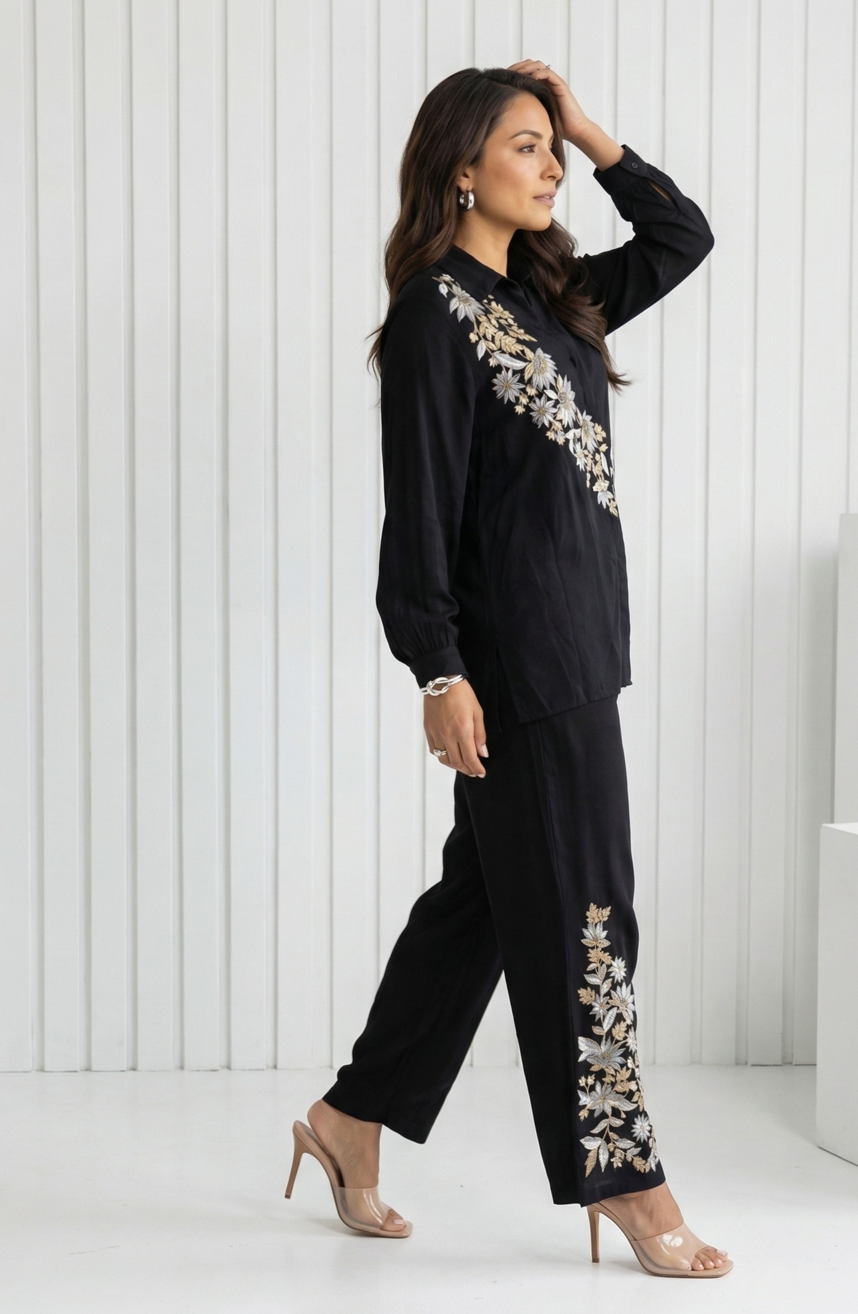 Midnight Black Embroidered Co-Ord Set