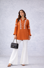 Rust Orange Embroidered Shirt