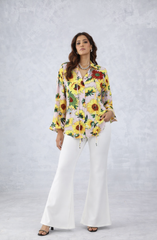 Pink Sunflower Printed Embellished Shirt