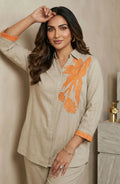 Classic Beige & Orange Fusion Co-Ord Set