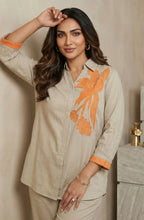Classic Beige & Orange Fusion Co-Ord Set