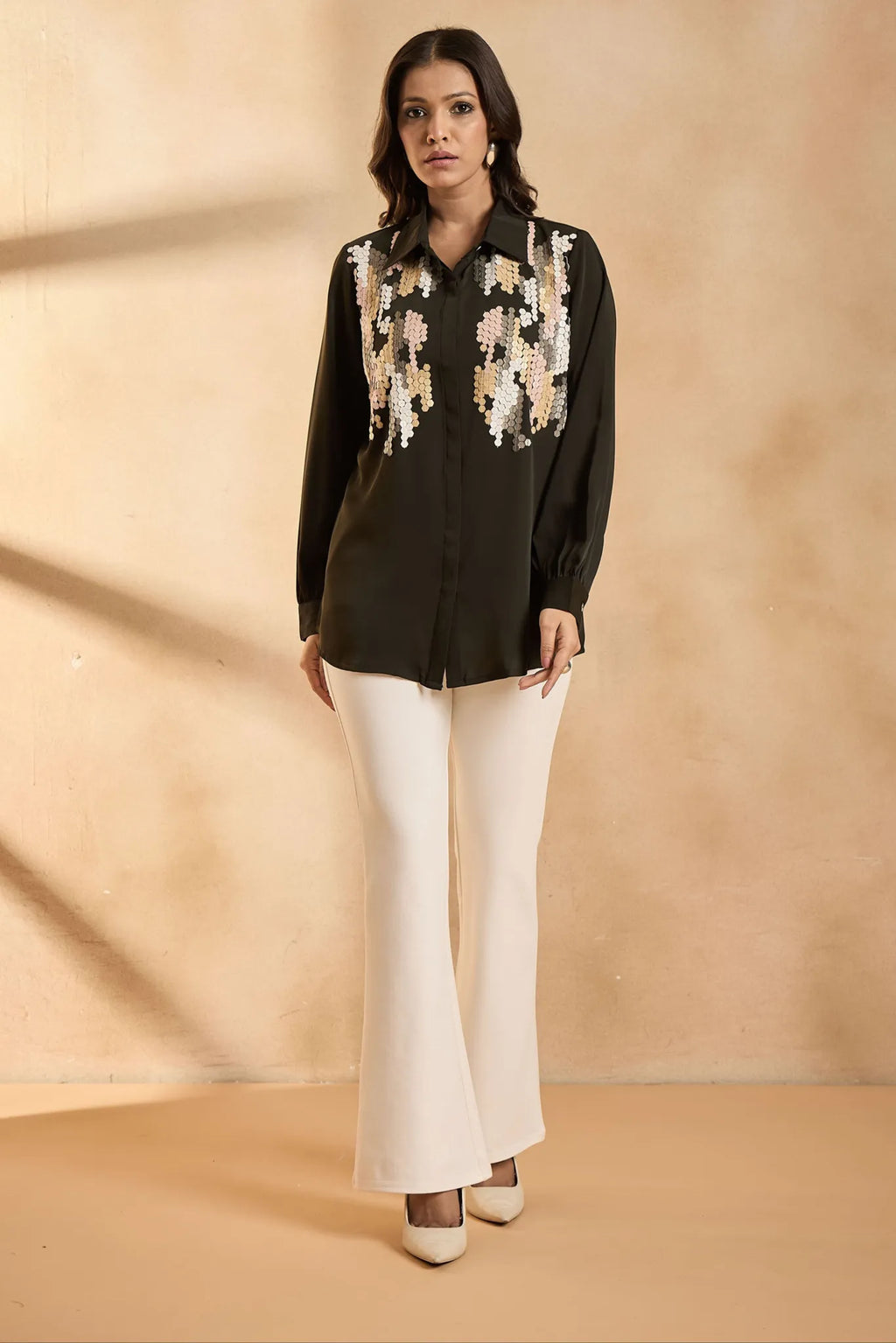 Olive Spark Sequin Shirt