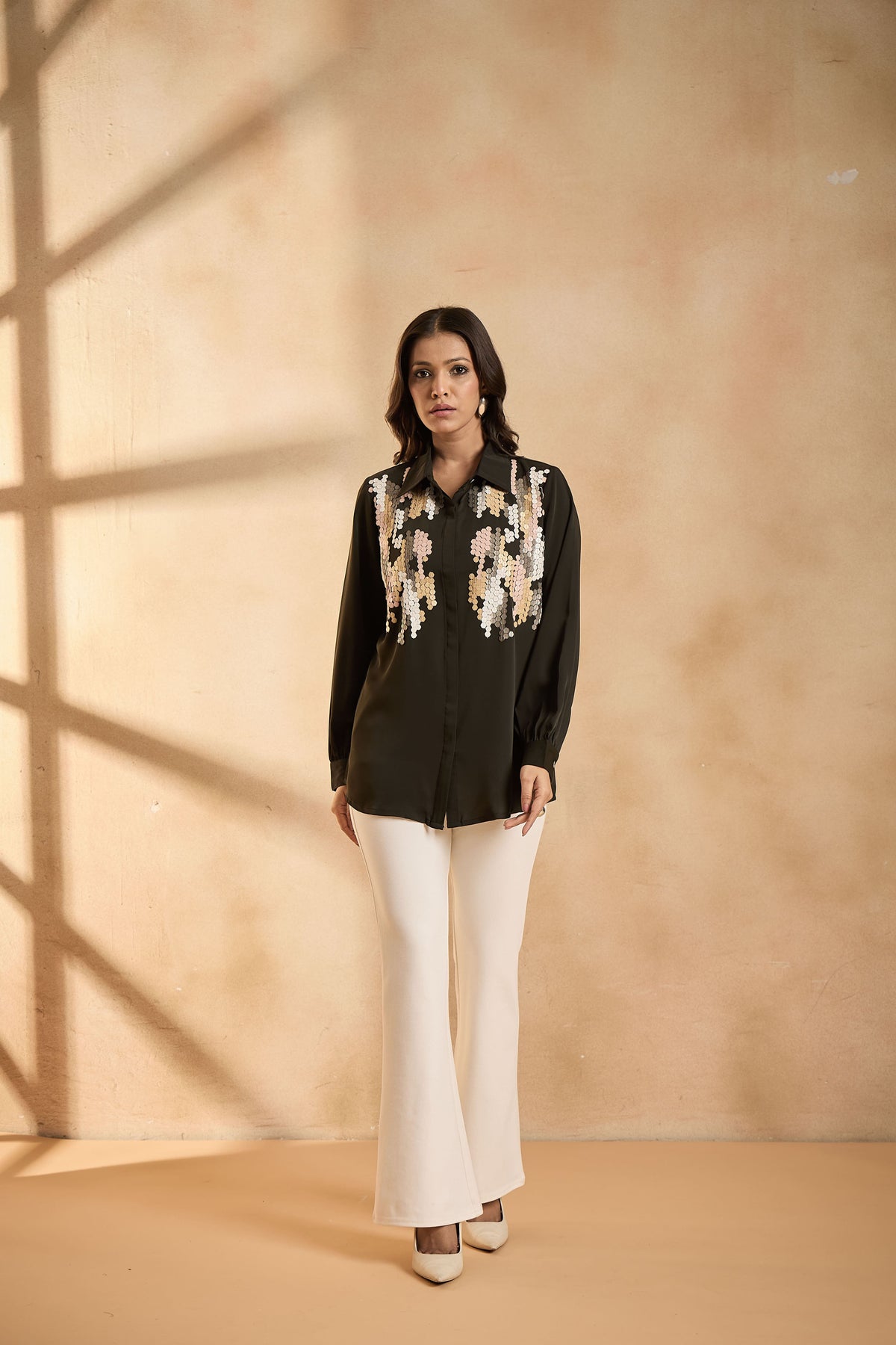 Olive Spark Sequin Shirt