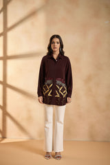 Wine Bloom Embellished Shirt