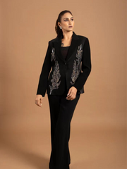 Black Embellished Blazer Set