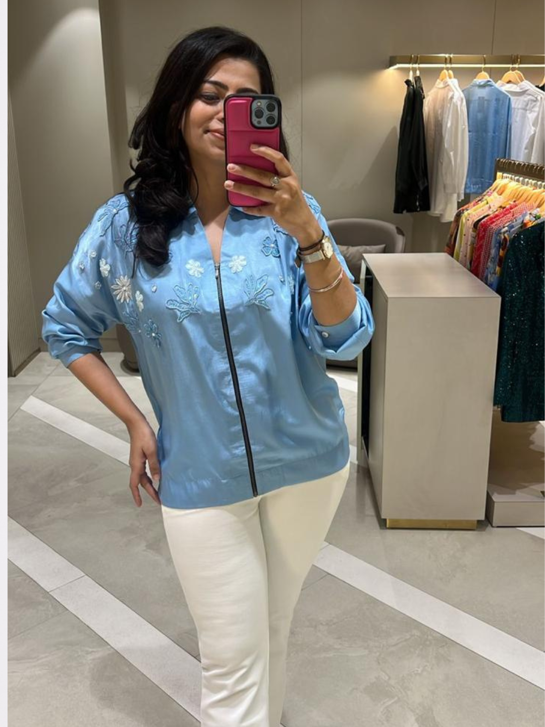 Sky Blue Zipper Shirt