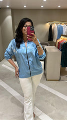 Sky Blue Zipper Shirt