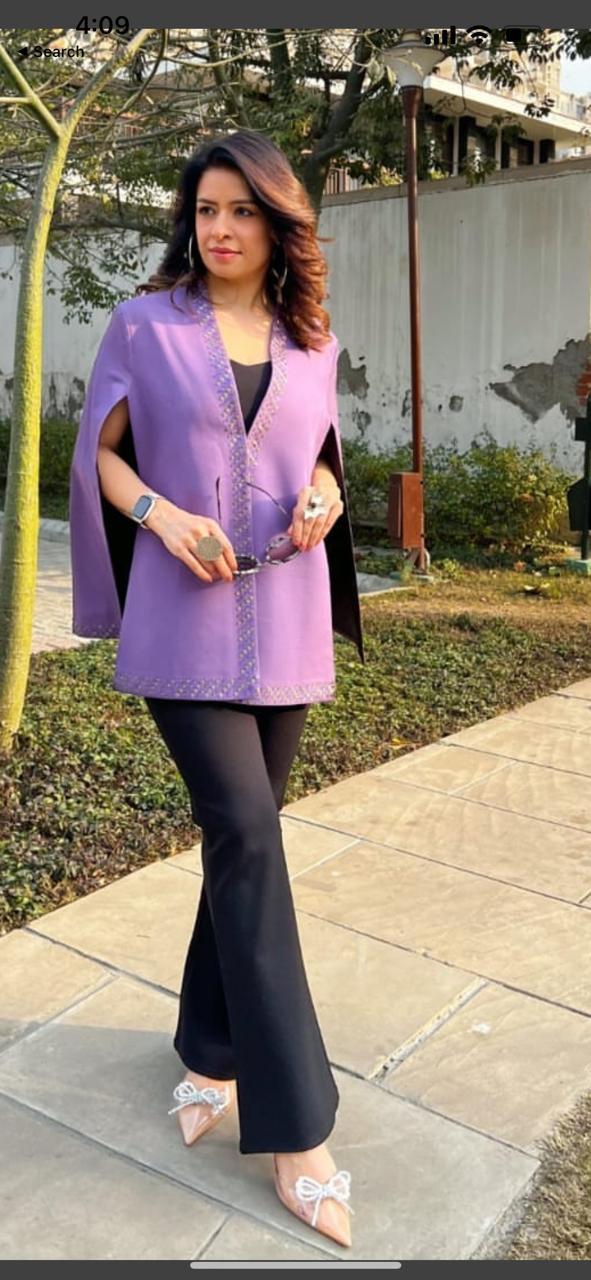 Purple Embellished Cape