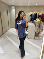 Navy Blue Embellished Shirt