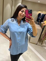 Blue Embroidered Shirt