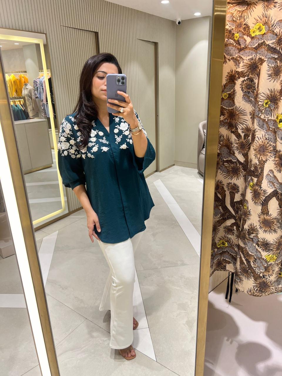 Embroidered Green Shirt