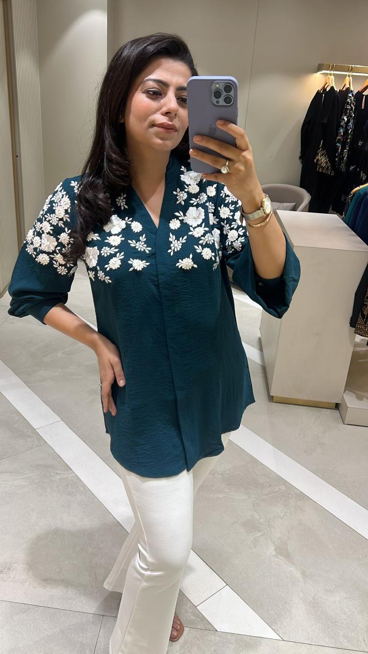 Embroidered Green Shirt